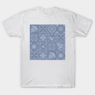 Mexican Elegant Blue Pastel Talavera Tile Pattern by Akbaly T-Shirt